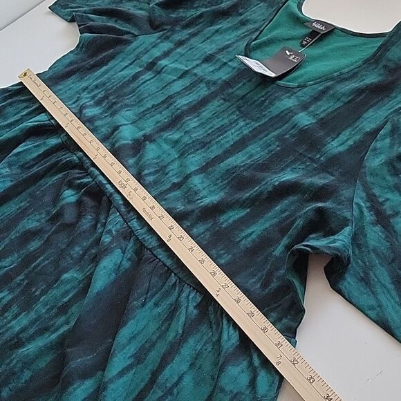 $130 NEW 5X ULLA POPKEN GREEN BLACK TIE DIE EMPIRE A LINE MAXI DRESS 32 34 NWT - Picture 8 of 11